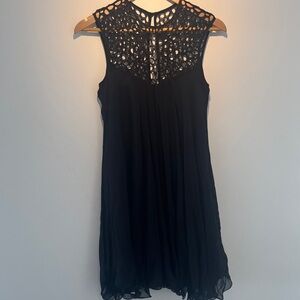 Lipsy Black Crochet Neck Mini Dress